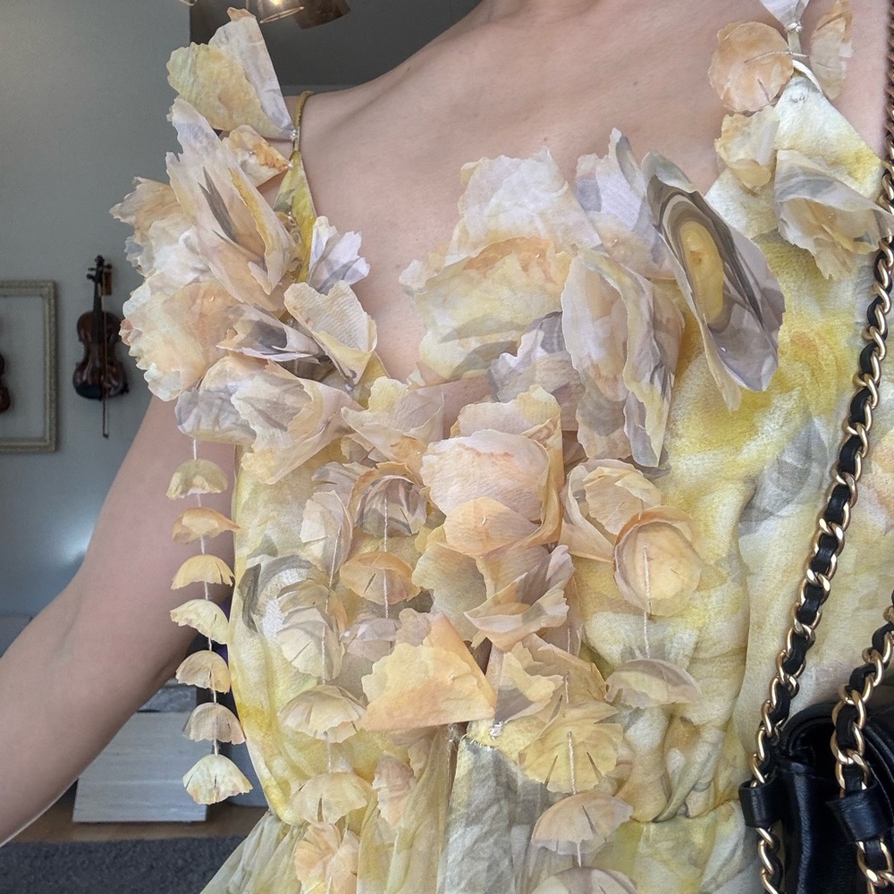 Zimmermann Harmony Asymmetrical Dress in Soft Yellow Floral - Picture 5 of 7
